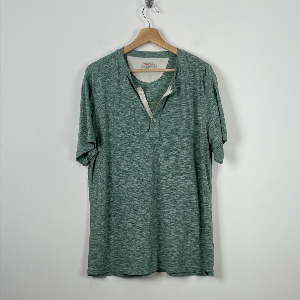 Faherty Green Henley Short Sleeve Men's XL Casual Relaxed Fit T Shirt